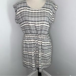 The Pants Store black & cream striped cotton blend drawstring waist dress Large